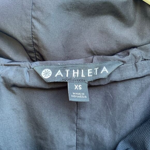 Athleta Cloudburst Jacket Size XS Black Hooded Long Raincoat Water-Resistant - Picture 2 of 15